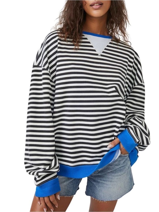 Free People Tops - Free People - We The Free Classic Striped Oversized Crewneck - Small